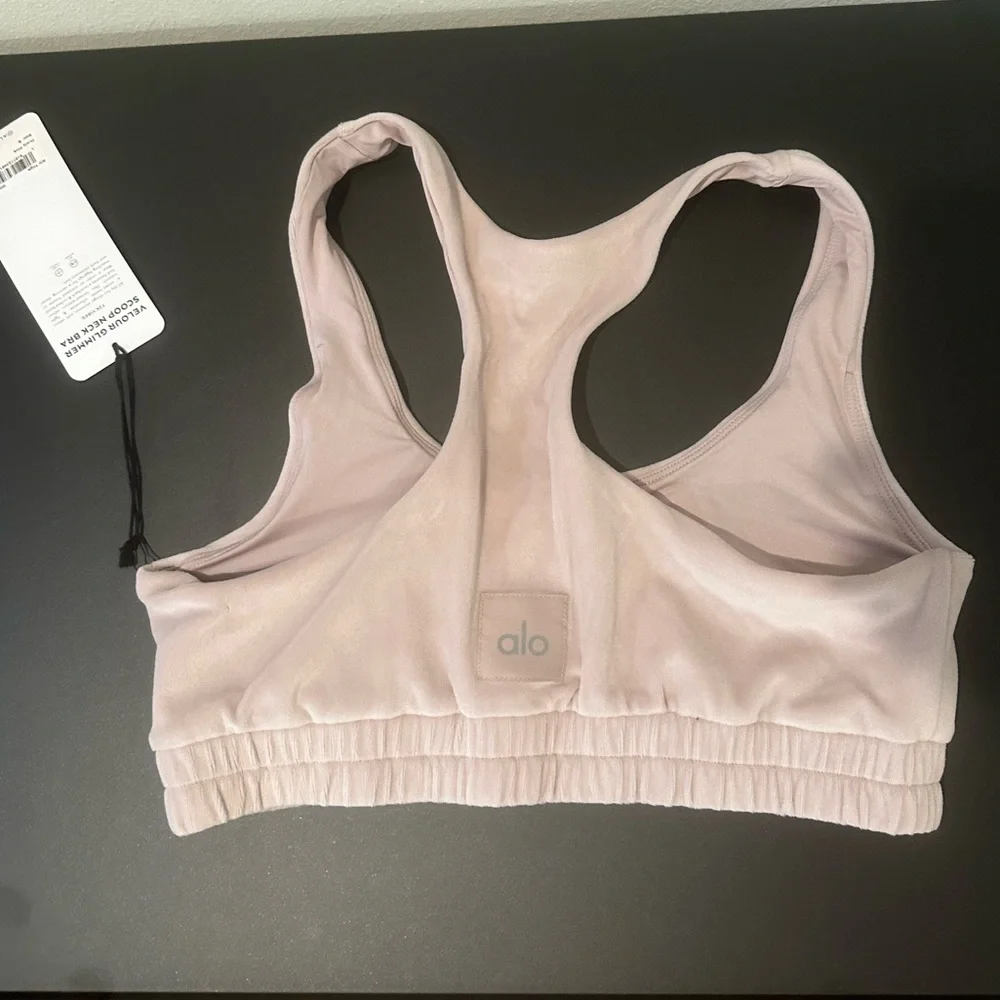 Alo Velour Glimmer Scoop Neck Bra